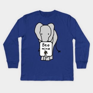 Elephant says Bee Mine On Valentines Day Kids Long Sleeve T-Shirt